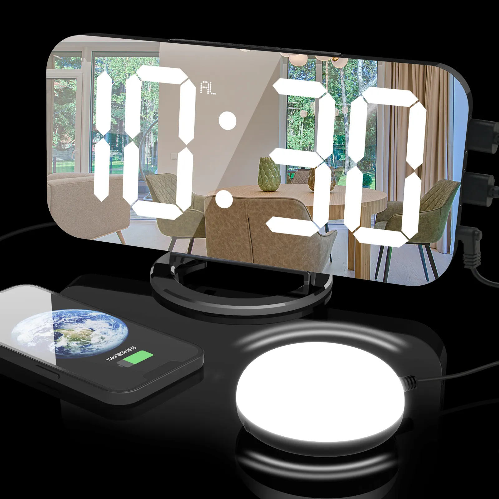 Customized- New Extra Loud Vibrating Alarm Clock with Bed Shaker Digital Clocks Large Display,with Night Light,USB Charger