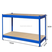 Étagère de rangement pour outils, plateau de travail à deux tiroirs, en métal noir, robuste, 2 pièces