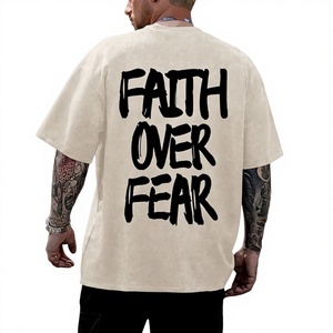 Fournisseur en gros personnalisé – T-shirt homme streetwear oversize de haute qualité, en coton épais délavé à l'acide, avec impression graphique sérigraphiée - Product Image 4