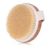 Brosse de bain ronde en bambou de bonne qualité, poils de sanglier naturels doux et purs, sans manche