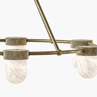 Design Moderne Espagne Laiton Albâtre Forme Ronde Suspension Naturelle Éclairage Maison Hôtel Salon 6 Lumières Lustre Marbre