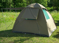 Tente de camping safari robuste en toile Ripstop 440 GSM, facile à monter, imperméable, avec structure en acier à ressort pour le glamping en extérieur