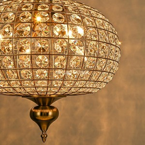Candelabro de cristal dorado de 16,5 ", lámpara colgante de cristal redonda moderna de 4 luces, candelabro de vestíbulo de globo antiguo para comedor y sala de estar - Product Image 4