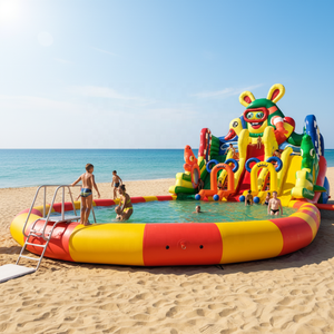 Parc aquatique mobile gonflable en PVC commercial 2026 avec <span class=keywords><strong>toboggan</strong></span> aquatique et château gonflable pour événements estivaux en plein air pour enfants - Product Image 1