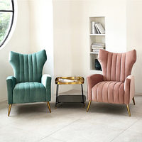 Nouveau fauteuil de relaxation moderne en velours bleu, pliable, pour salon, bureau à domicile, chambre, appartement