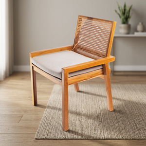 Home <b>Basket</b> Dining <b>Chair</b> Ferrish-Teak Wood & Rattan Natural Waterbish Finish - Product Image 3