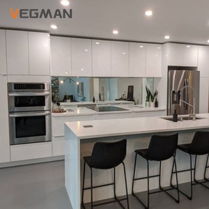 Complete <strong>Flat</strong> <strong>Pack</strong> <strong>Kitchen</strong> Cabinets Australian Standard Glossy White Cupboards Modular <strong>Kitchen</strong> Cabinetry Wholesale With <strong>Island</strong> - Product Image 1