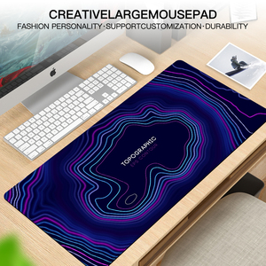 Grand <span class=keywords><strong>tapis</strong></span> de bureau de jeu topographique imperméable antidérapant de 80x30 cm avec effet néon pour joueur PC, configuration clavier <span class=keywords><strong>souris</strong></span> Vaporwave en stock - Product Image 5