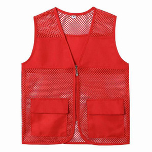 เสื้อกั๊กตาข่ายระบายอากาศสำหรับฤดูร้อน สีพื้น ทำจากเส้นใยโพลีเอสเตอร์ ชุดยูนิฟอร์มอาสาสมัครสำหรับเล่นกีฬา มีกระเป๋า - Product Image 2