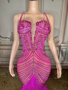 Novance Y3149-D üreticileri için gümrük giysileri moda kadınlar için balo kıyafetleri 2024 zarif Rhinestone parti Vintage kıyafeti - Product Image 2