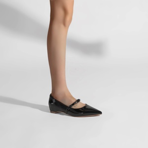 <span class=keywords><strong>Chaussures</strong></span> plates Mary Jane pour femmes, <span class=keywords><strong>chaussures</strong></span> en cuir verni à bout pointu, <span class=keywords><strong>chaussures</strong></span> à talon bas, <span class=keywords><strong>chaussures</strong></span> à talon bas élégantes à boucle métallique de style français - Product Image 6