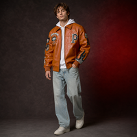 Veste en cuir pour homme Mengtu avec logo brodé personnalisé, style streetwear, haute qualité, coupe-vent, imperméable, style varsity racing