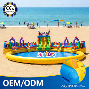 Toboganes Inflables de Agua, <span class=keywords><strong>Castillo</strong></span> Inflable con Tobogán, Parque Acuático Inflable Sobre el Suelo para Alquilar - Product Image 2