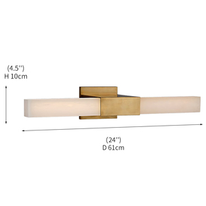 Linear Alabaster <b>Wall</b> <b>Sconce</b> Luxury Hotel Bathroom Decor Brass Center Mount Rectangular Stone Vanity Light LED Covet Lamp - Product Image 4