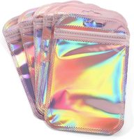 Sacs en cellophane rose laser, sacs en plastique, sacs refermables en aluminium, pochettes de rangement refermables pour bijoux et bonbons