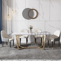 Ensemble de table de salle à manger de luxe nordique moderne 4 chaises pieds de table à manger ronds en verre ensemble de table à manger rond en acier inoxydable doré