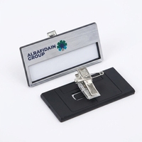 Badge nominatif personnalisé en métal brossé antique avec base ABS, réutilisable, pour identification, impression en relief, logo d'entreprise personnalisé