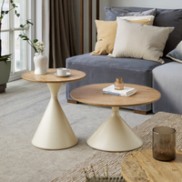 Vente en gros de meubles modernes durables table de salon de canapé ensemble de tables basses d'appoint rondes en bois massif de luxe