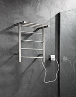 Porte-serviettes mural moderne en acier inoxydable pour salle de bain avec chauffage désinfectant à température constante et 4 barres porte-serviettes