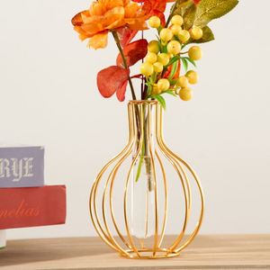 Jarrón de Cristal Transparente para Flores, Decoración Creativa para el Hogar, Soporte de Metal Geométrico para Flores, Florero de Cristal Transparente - Product Image 2