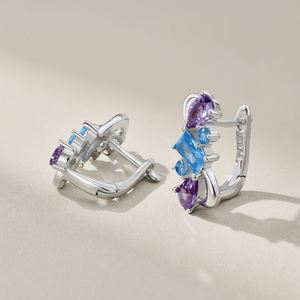 Dylam Luxury Collection S925 <b>Silver</b> Rhodium Plated Women Fine Jewelry Multiple Shape Dress up 5A Cubic Zirconia <b>Hoop</b> Earrings - Product Image 5