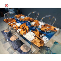 Table époxy extérieure de luxe TT Live Edge, table à manger époxy pour hôtel, table de rivière époxy