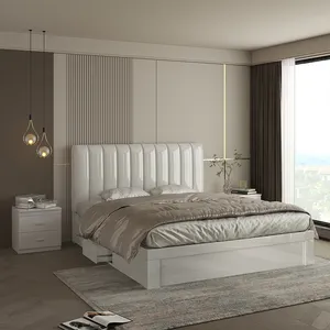 गर्म बिक्री राजा आकार उच्च चमक 1.8 M लकड़ी के फ्रेम के साथ बिस्तर सेट फर्नीचर अलमारी बेडरूम फर्नीचर आधुनिक mdf पूर्ण बेडरूम सेट