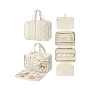 RTS Bulk Mixed Order Portable <b>Organizer</b> Lady's Stylish Cosmetics <b>Makeup</b> Bag Vintage Geometric PU Water Resistant Large Capacity - Product Image 1