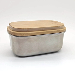 Recipiente Metálico de Alta Calidad con Tapa de Bambú, Biodegradable y Ecológico, para Almacenamiento de Alimentos y Café, con Diseño Antiguo Pintado, 100 ml - Product Image 3