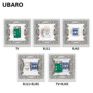 Ubaro - Enchufe doble estándar europeo con panel de vidrio templado para ordenador, TV, combinación USB, 153x82 mm, negro - Product Image 2