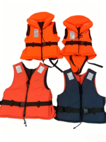 Gilet de sauvetage pour sports nautiques 50N, flottabilité 100N, rembourrage en mousse, support de tête, col réfléchissant, bandes réfléchissantes, fermeture éclair YKK, cordons réglables