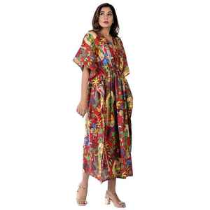 Vestido Kaftan de Algodón Hecho a Mano, Estilo Kahlo, Kimono, Ropa Bohemia para Mujer - Product Image 5