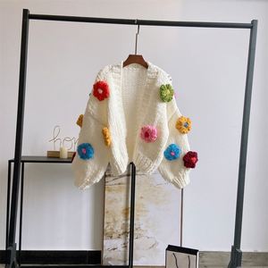 Vintage único colorido moda Casual otoño primavera lindo corto mujeres Floral ganchillo tejido suéter cárdigan suéteres de <span class=keywords><strong>mujer</strong></span> - Product Image 2
