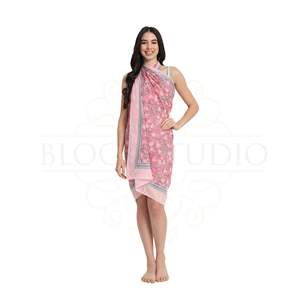 ผ้าซิ่นพิมพ์ลายบล็อกทำมือสุดฮิตสำหรับผู้หญิง ผ้าคลุมบิกินี่น้ำหนักเบา เหมาะสำหรับใส่ไปเที่ยวทะเลและรีสอร์ทในช่วงฤดูร้อน - Product Image 2