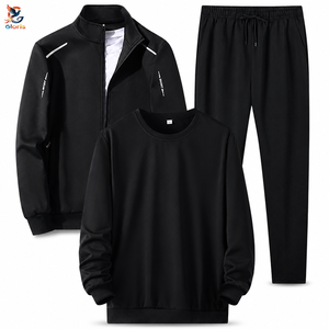 Felpa con Cappuccio Traspirante da Uomo Taglie Forti, Set Tre Pezzi con Pantaloni Casual, Girocollo Largo a Maniche Lunghe per Uomo Giovane, Sportivo Autunno/Inverno - Product Image 1