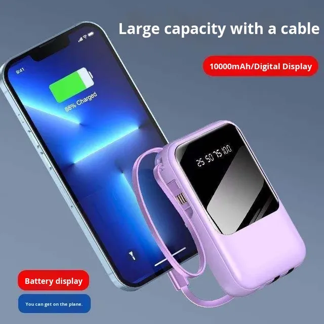 20000mAh Power Bank with Built in Cables Fast Charging Portable Charger Lightweight Large Capacity Battery Pack for Phone Tablet