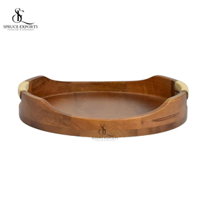 Bandeja de madera redonda hecha a mano con mango envuelto en yute, perfecta para servir aperitivos, bebidas, tablas de queso, exhibición, decoración del hogar - Product Image 5