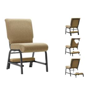 Sillas apilables modernas Para <span class=keywords><strong>iglesias</strong></span>, Asientos tapizados Para Iglesia, auditorio, silla de Iglesia con arrodillador en tela Beige - Product Image 1