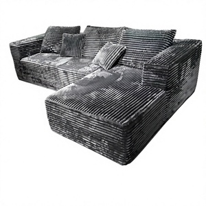 Canapé d'angle moderne de luxe en velours marron, une place, avec housse amovible rafraîchissante, idéal pour la maison, l'hôtel ou le salon, en tissu éponge. - Product Image 1