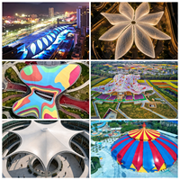 Dôme ETFE en forme d'œuf, coque en grille triangulaire, coussin arc-en-ciel dégradé, lucarne personnalisée pour centre commercial