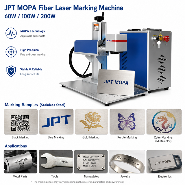 60W 100W Mopa JPT M7 Fiber Laser Marking Machine 3D Color Engraving Dynamic Focus High Power