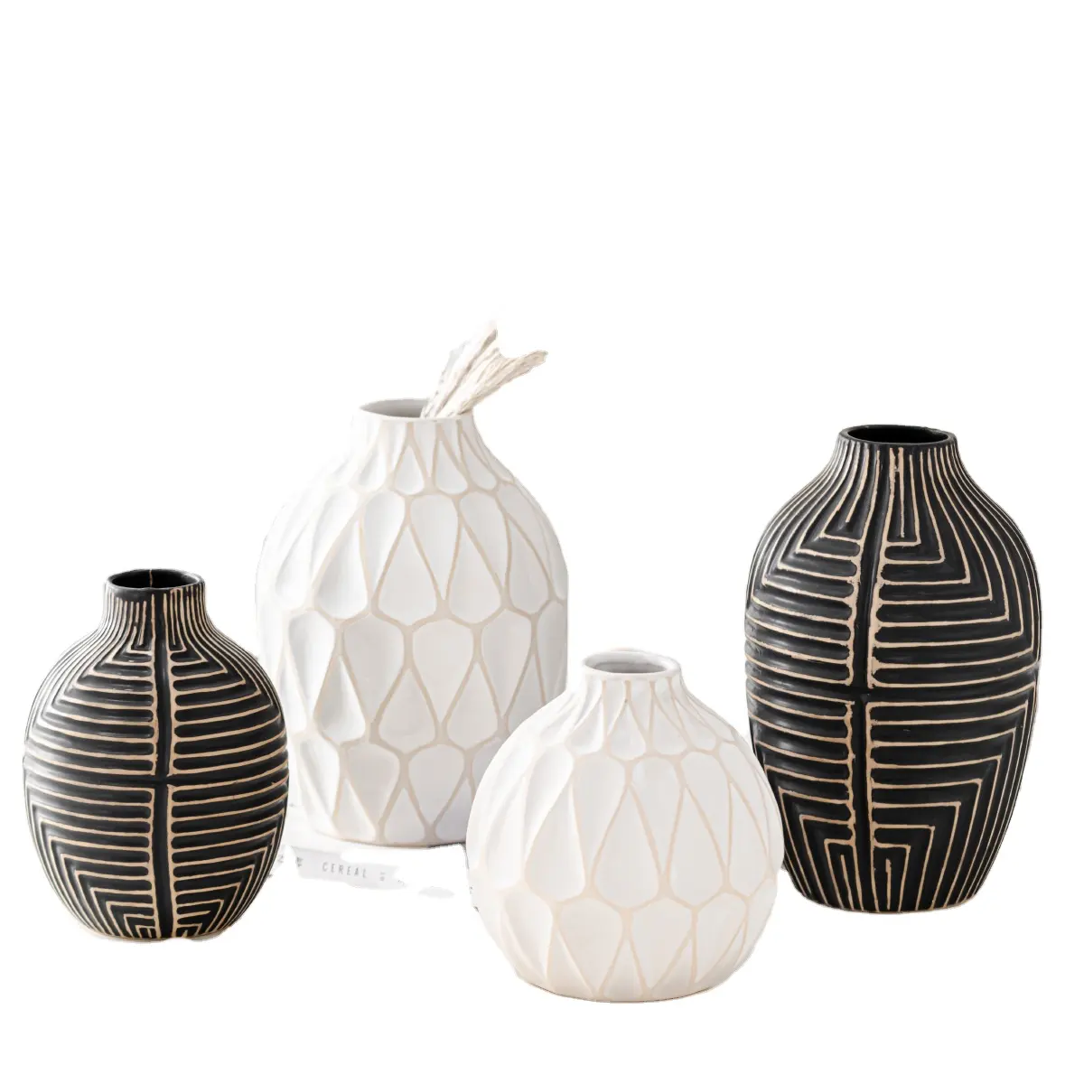 नॉर्डिक आधुनिक minimalist रचनात्मक ज्यामितीय लाइनों सिरेमिक vases घर के सामान टेबलटॉप vases