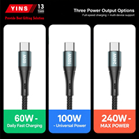 Câble USB-C 60W/100W/240W 5A ultra-court 15cm en nylon tressé pour charge rapide iPhone 15-17, ordinateur portable, cadeau portable