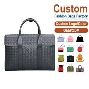 Bolso de Mensajero de Cuero Genuino Negro de Moda para Hombre, Diseño de Diamantes, Marca Privada para Indie - Product Image 1