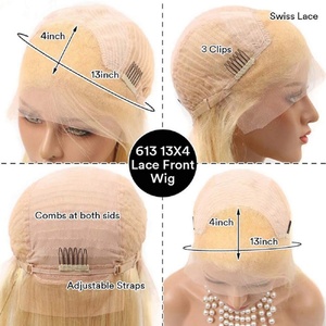Transparent 613 <b>Blonde</b> Hair Lace <b>Wigs</b> 13*4 Lace Frontal Deep Wave Human Hair <b>Wig</b> - Product Image 5