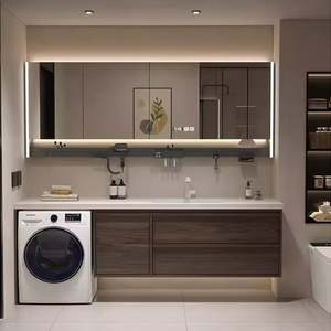 Mueble de Baño Flotante de Madera Maciza de Estilo Antiguo de Alta Gama con Lavabo Individual/Doble y Espejo Inteligente - Product Image 3