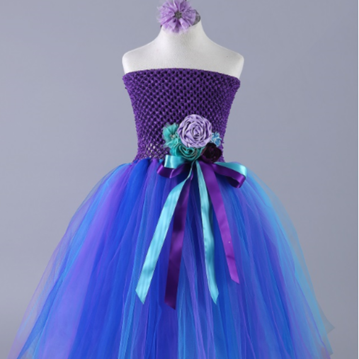 Топ Мода завод в виде большого цветка, пурпурного цвета для девочек Одежда для детей; Платье-пачка; Детские платья с юбкой-пачкой для девочек