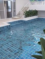 Carrelage en mosaïque de verre bleu pour salle de bain, résistant à l'eau et à l'humidité, directement de l'usine
