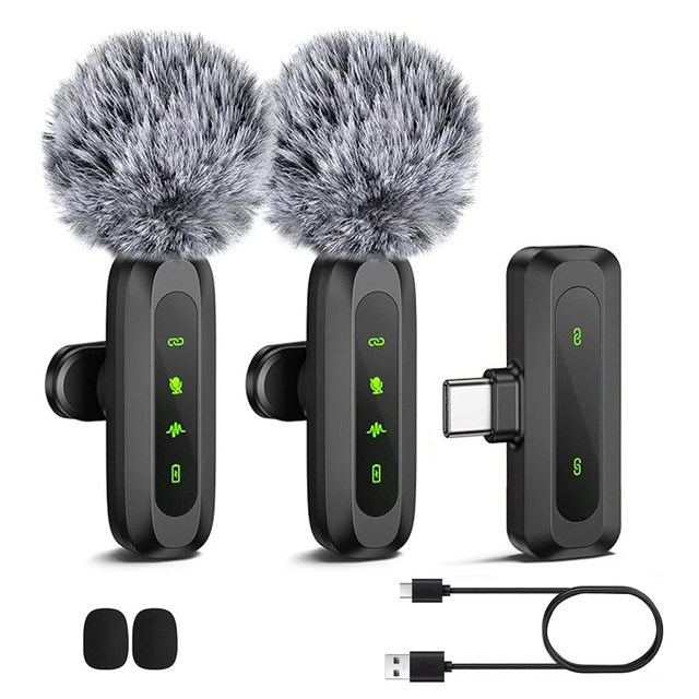 Mini Wireless Lavalier Microphone for Mobile Phone Small Lapel Phone Mic Microphone for Podcast Live Streaming Recording Video