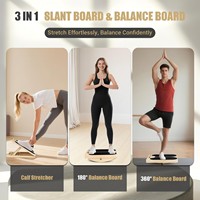 Tabla Inclinada de Madera Ajustable con Bandas de Resistencia para Fisioterapia, Rehabilitación y Estiramiento de Pantorrillas